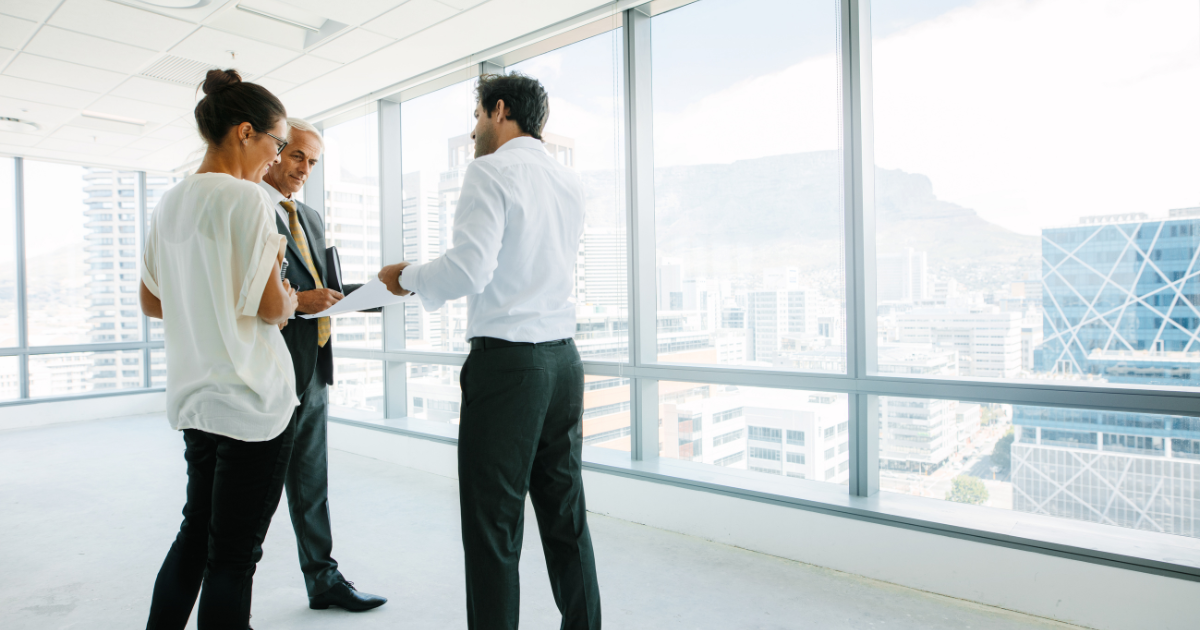 Sales team selling an office space